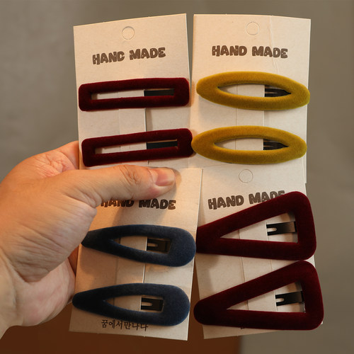 儿童秋冬彩色丝绒发夹