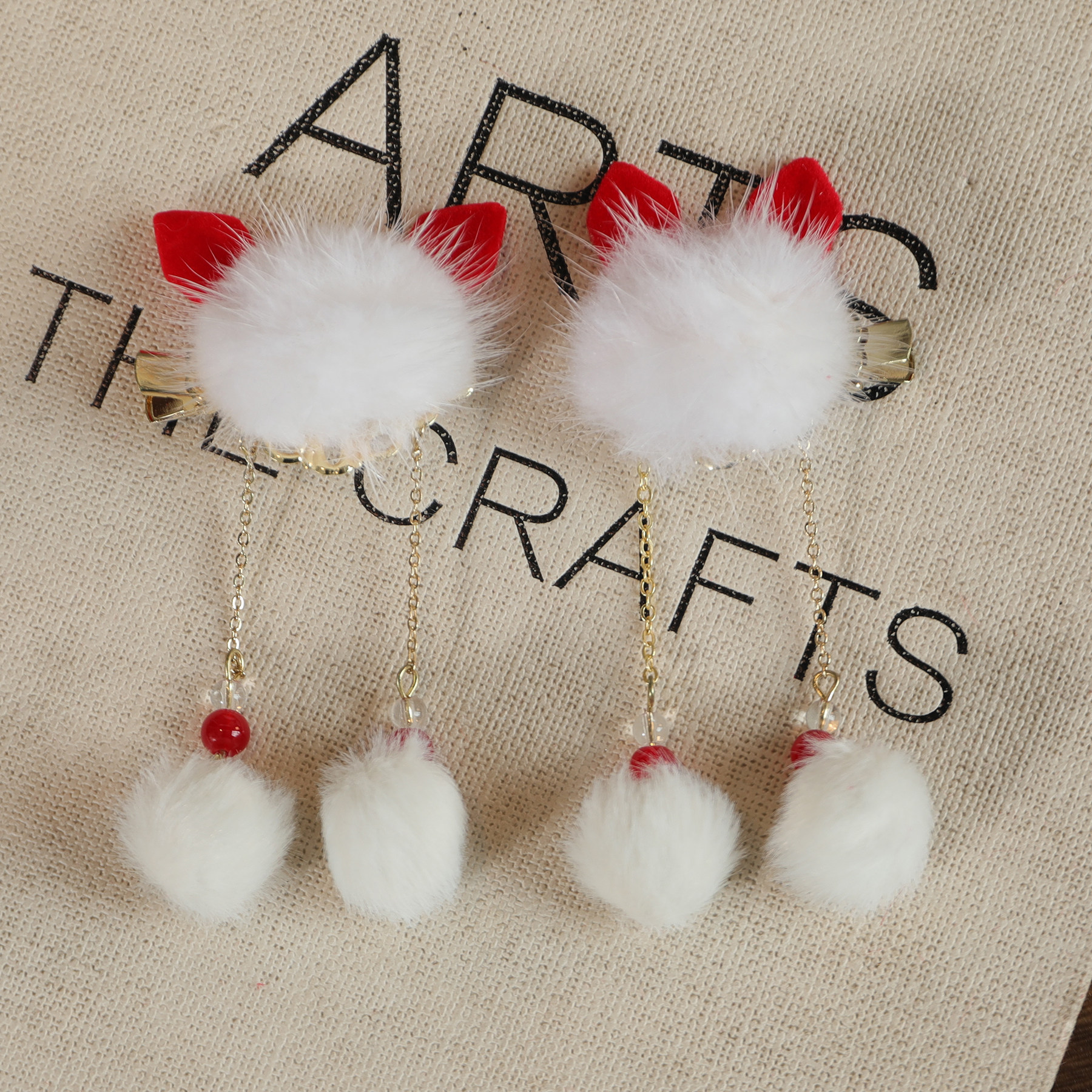 儿童古风可爱毛绒兔子发夹女童舒适水貂毛球流苏碎发夹头饰发饰,童装/婴儿装/亲子装,发饰,淘宝优惠券,粉丝福利购,淘宝优惠卷