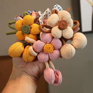 儿童立体花朵大肠发圈扎马尾丸子头女童柔软布艺发绳森系头饰发饰