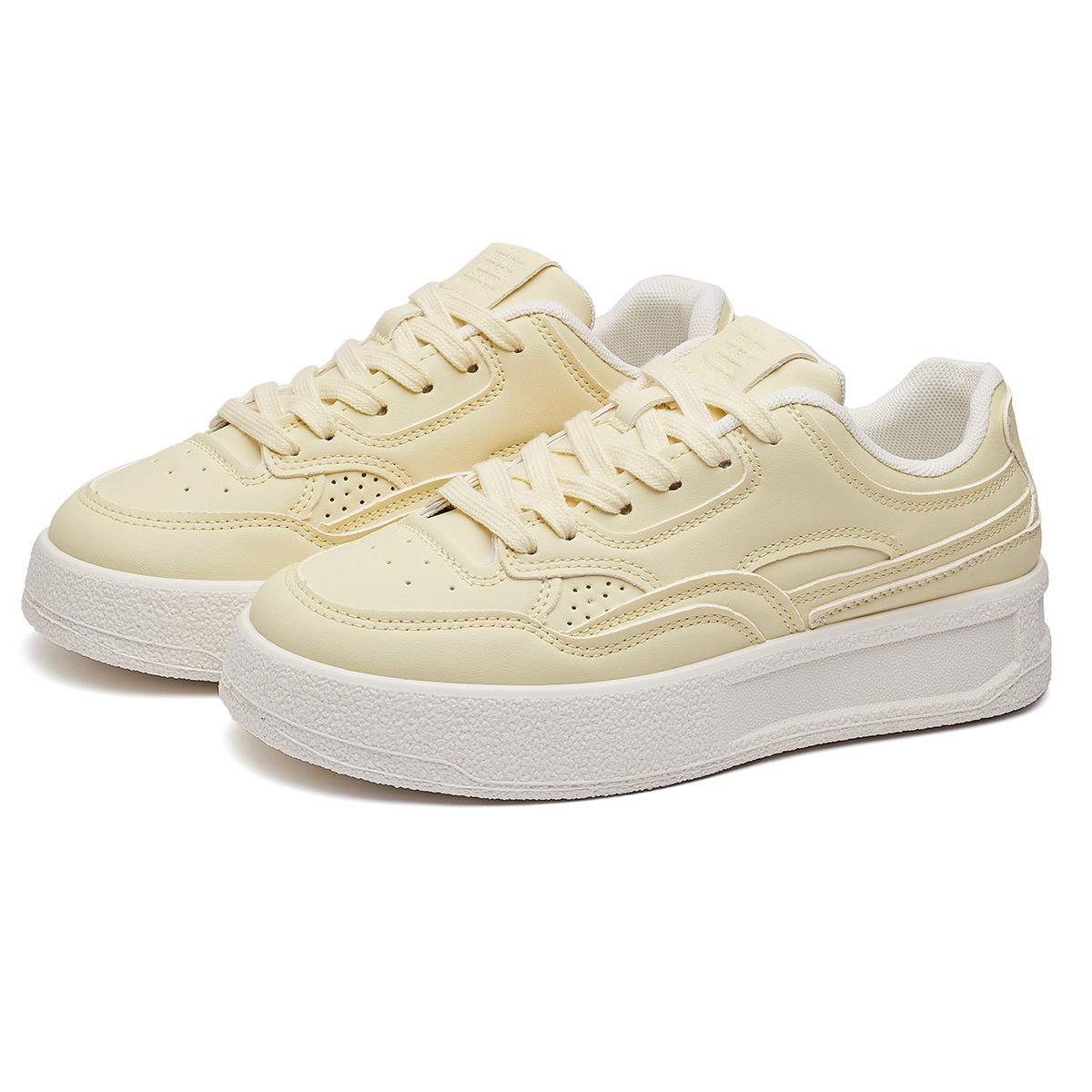 FCS 新款小众设计感厚底浅黄色女款百搭休闲运动板鞋ins