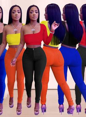 YD8644 -C2特价商品不退不换 欧美时尚撞色不规则上衣两件套跨境