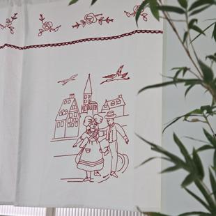饰遮丑防尘半帘 小镇恋人法国红绣中古风棉麻少女系复古百搭门帘装
