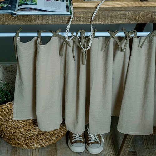 系带定制免打孔日式风素色棉麻