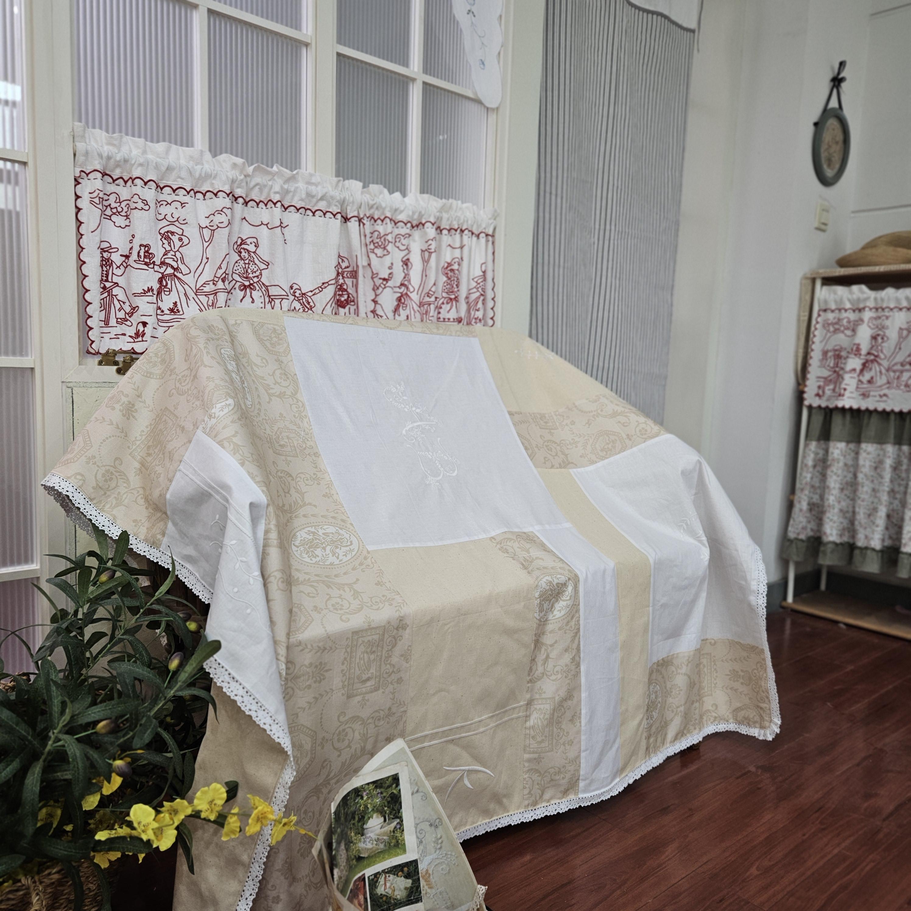 法式纯棉高级刺绣拼接