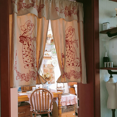 免打孔复古百搭多用半帘