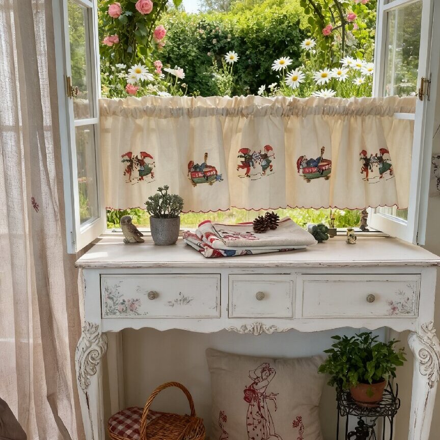 北欧圣诞节日氛围刺绣隔断帘