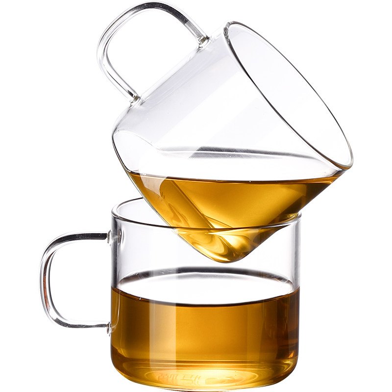 恒福茶具手工吹制耐热玻璃带柄玻璃茶杯杯子家用咖啡杯单杯组合