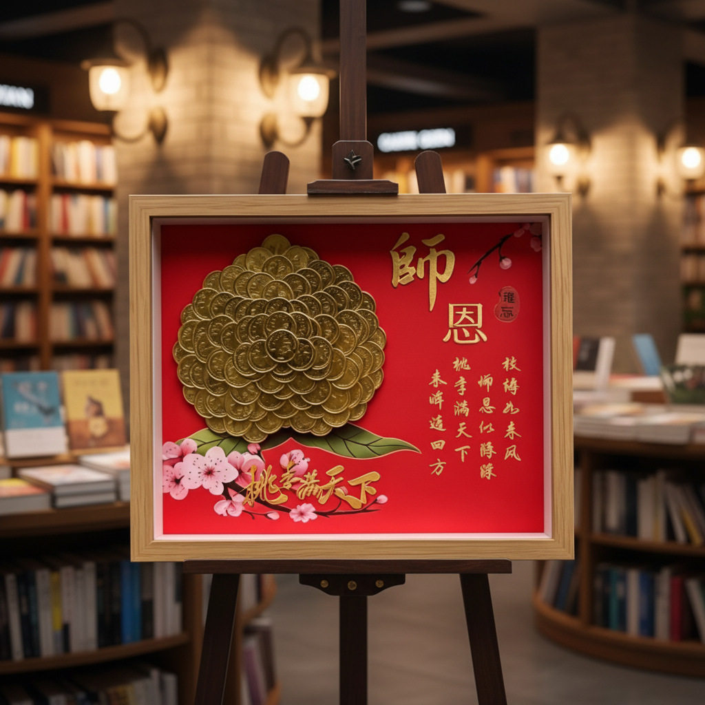 感谢师恩礼物硬币相框谢师宴摆件送老师手工diy5毛感恩教师毕业礼