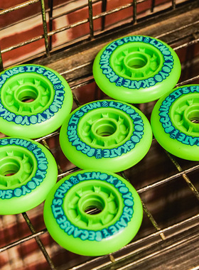 柚子轮滑LINO 90绿色耐磨高弹刷街轮子巫师滑行FSK 90MM极限野街