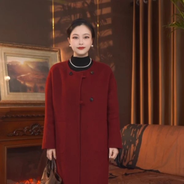 2026年新款冬季时尚气质小个子毛呢外套女无领双面羊绒大衣高级感,女装/女士精品,毛呢外套,淘宝优惠券,粉丝福利购,淘宝优惠卷