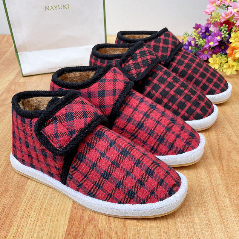 加绒保暖舒适风成品包跟手工棉鞋