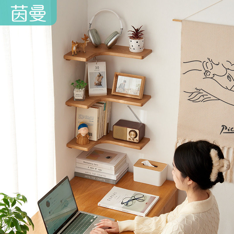 茵曼实木转角隔板三角架橡木北欧墙上免打孔隔板客厅拐角落置物架,3C数码配件,USB多功能数码宝,淘宝优惠券,粉丝福利购,淘宝优惠卷