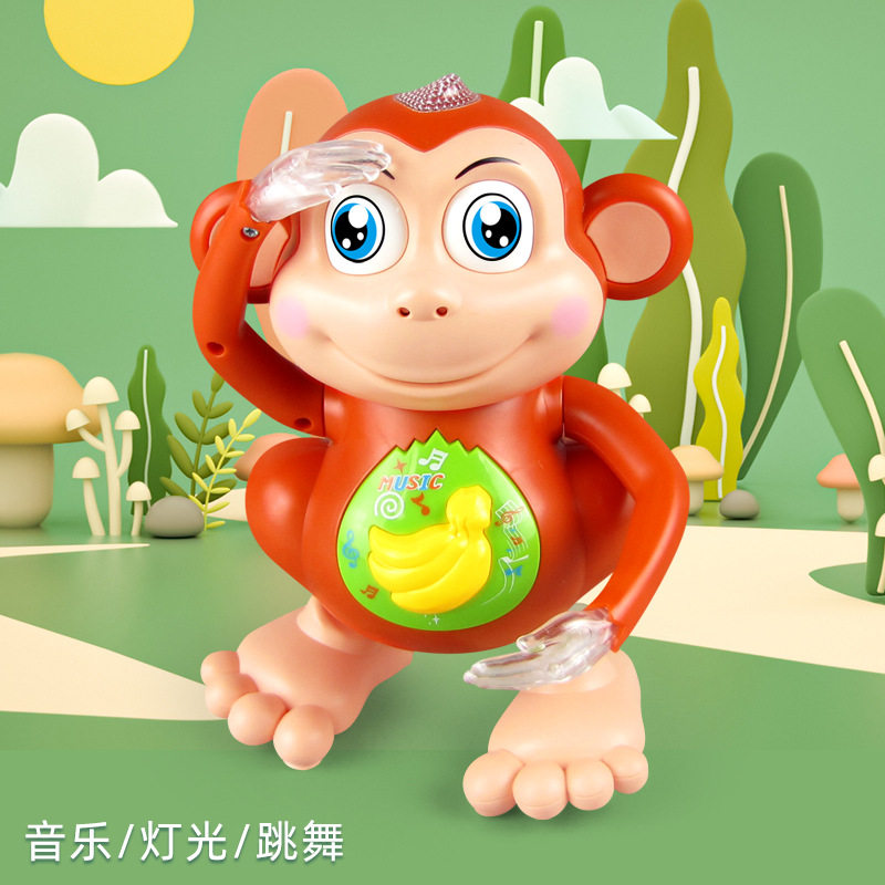 新款电动会唱歌跳舞小猴子 音乐灯光卡通摇摆电动公仔 儿童玩具
