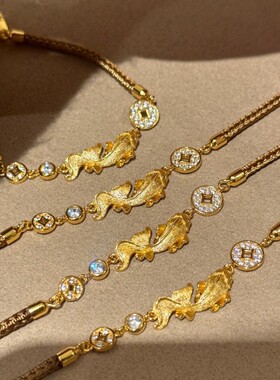 「鲤跃金波」拉丝小鱼新中式编织手链女轻奢小众高级感设计手饰款