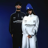 WHOOSIS 校园情侣宽松男女 秋季 不知其名 半拉链赛车服卫衣套装