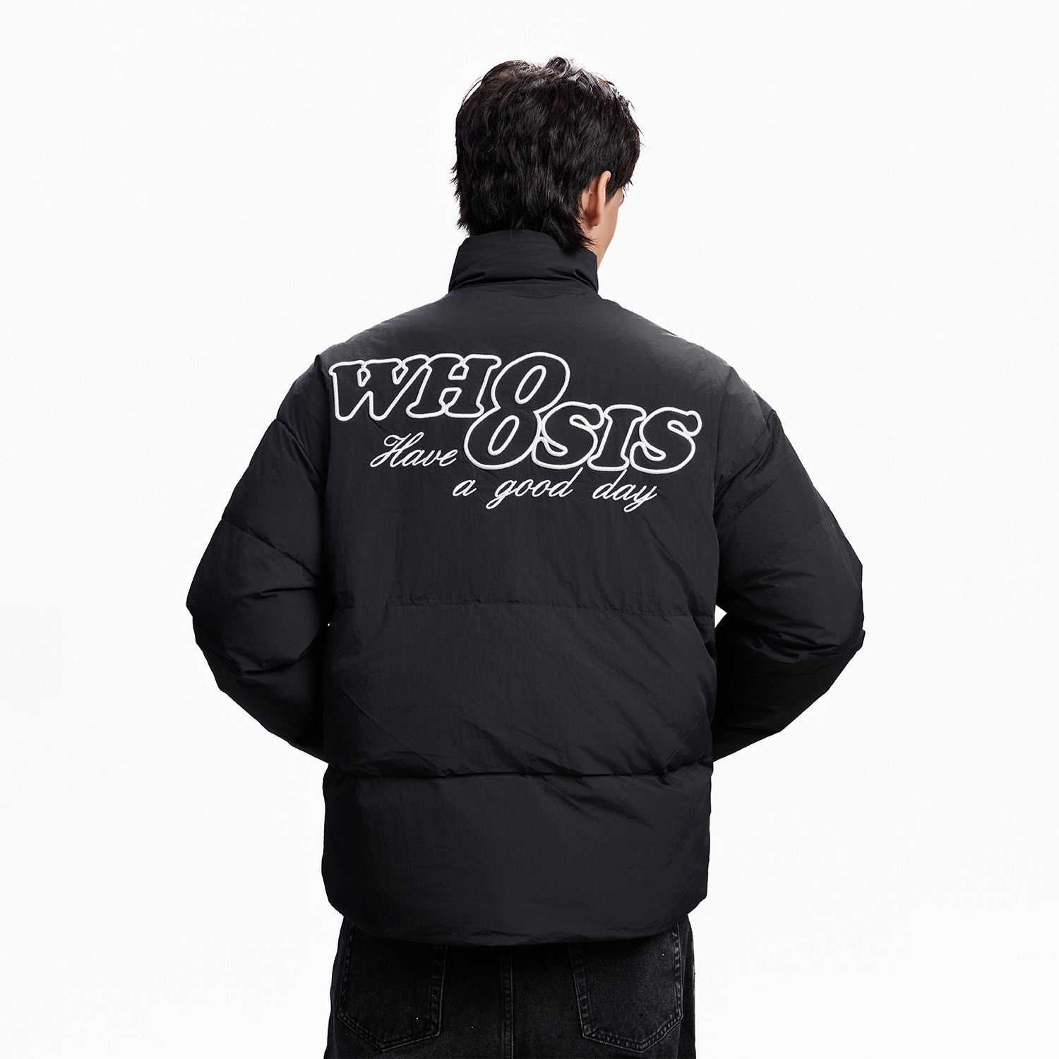 WHOOSIS（不知其名）镂空刺绣羽绒服外套90鸭绒加厚保暖冬季男女