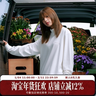 WHOOSIS（不知其名）绒感高领圆领打底上衣秋季打底简约百搭男女