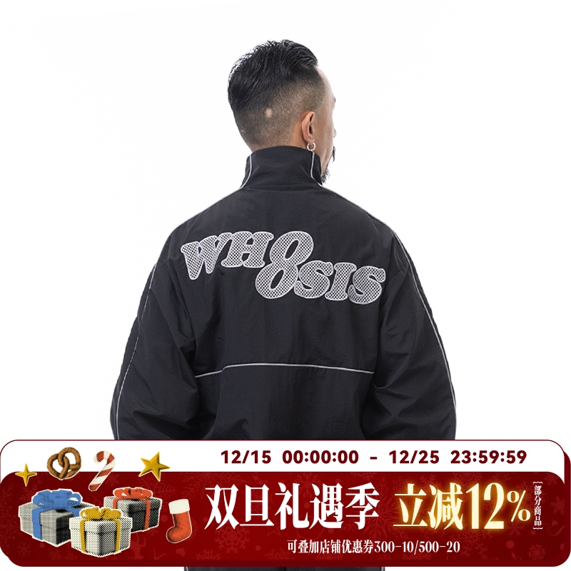 WHOOSIS（不知其名）刺绣拼接运动外套夹克立领春季新款休闲男女