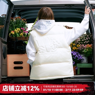 WHOOSIS（不知其名）立体花卉90鸭绒羽绒马甲叠穿保暖秋冬酷飒男