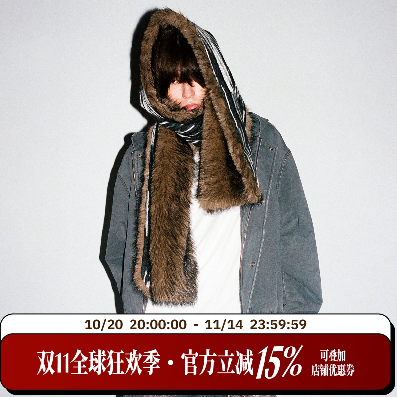 WHOOSIS(不知其名)结构刺绣连帽棉服外套冬季保暖美式复古男女