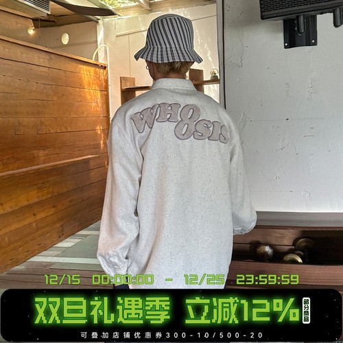 WHOOSIS（不知其名）毛绒贴布小香风长袖衬衫衬衣外套春秋情侣女