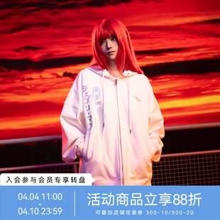 WHOOSIS 镭射人物拉链帽衫 卫衣外套秋百搭男女 链锯人官方联名