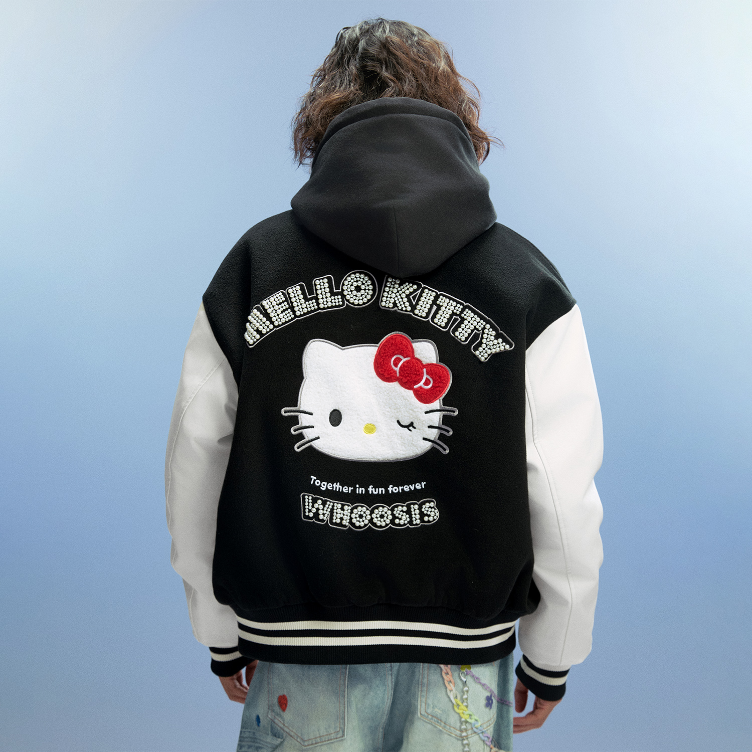 【HELLO KITTY官方联名】WHOOSIS 钉珠棒球夹克外套秋冬酷飒男女