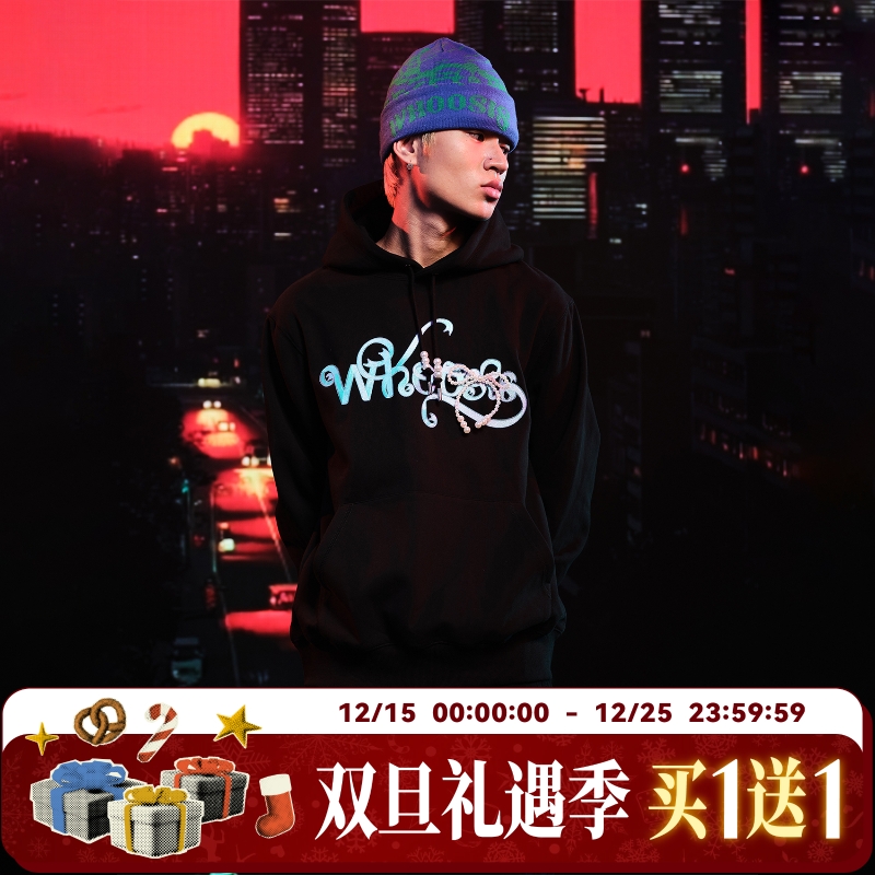 WHOOSIS（不知其名）蝴蝶结logo刺绣帽衫卫衣秋季男女松弛感酷飒