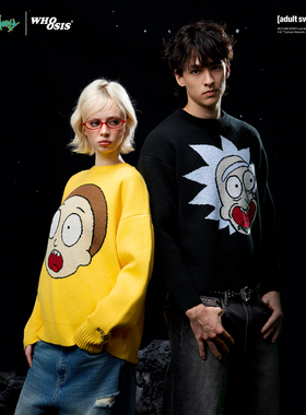 【Rick and Morty官方联名】WHOOSIS 提花圆领毛衣动漫卡通男女潮