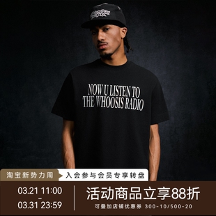 T恤简约百搭校园美式 镭射字母logo短袖 情侣宽松男 RADIO WHOOSIS