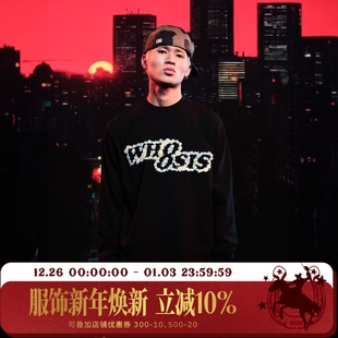 WHOOSIS(不知其名)花丛刺绣长袖T恤秋季打底简约百搭校园男女潮