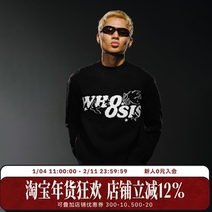 WHOOSIS（不知其名）丘比特珠片纱提花毛衣秋冬保暖简约男女宽松