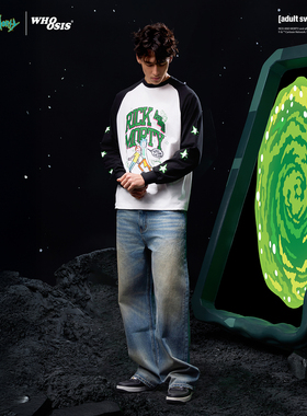 【Rick and Morty官方联名】WHOOSIS 插肩袖星星印花长袖T恤男女