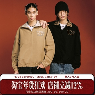 WHOOSIS（不知其名）格纹拼接教练夹克外套秋酷飒老钱风松弛感男