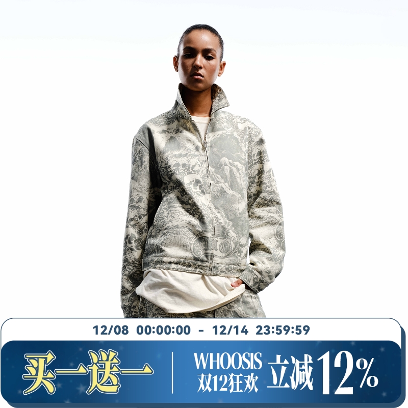 WHOOSIS（不知其名）满印套装翻领夹克外套秋季酷飒街头休闲男女