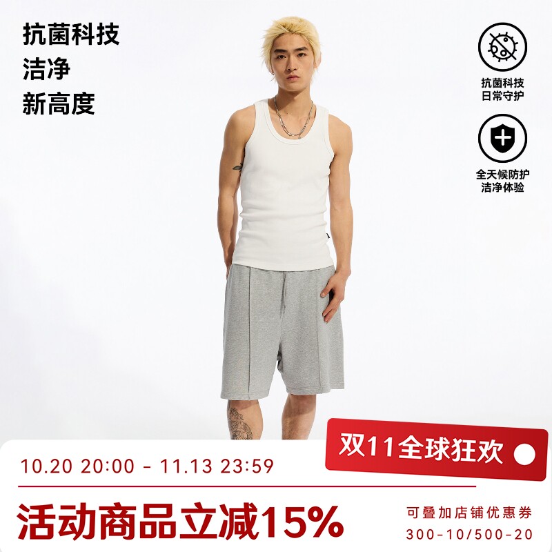 WHOOSIS（不知其名）基础抗菌面料刺绣短卫裤短裤夏季运动健身男