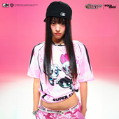 满印乒乓球服短袖 WHOOSIS 球衣卡通可爱情侣潮 飞天小女警联名