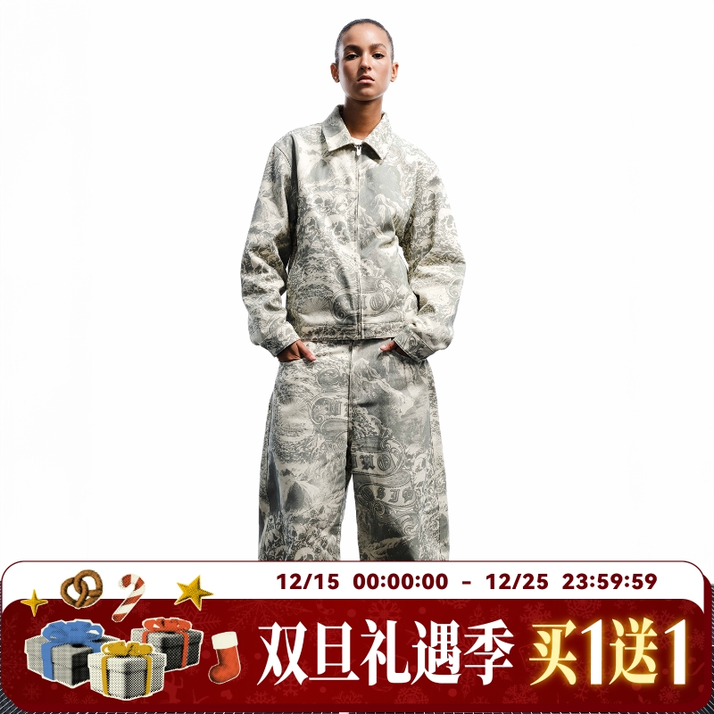 WHOOSIS（不知其名）满印套装工装裤长裤子直筒宽松休闲街头男女