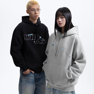 WHOOSIS（不知其名）钻石硬糖刺绣帽衫卫衣秋冬休闲宽松男女美式