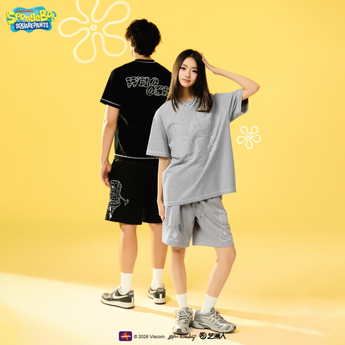 【海绵宝宝官方联名】WHOOSIS 贴布绣网眼短裤夏季运动凉爽男女