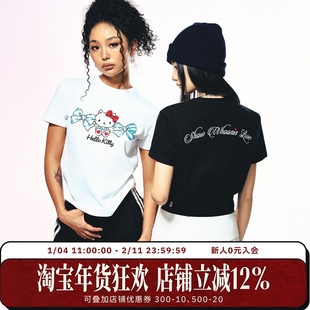 【HELLO KITTY官方联名】WHOOSIS 蝴蝶结正肩短袖T恤夏季百搭潮女