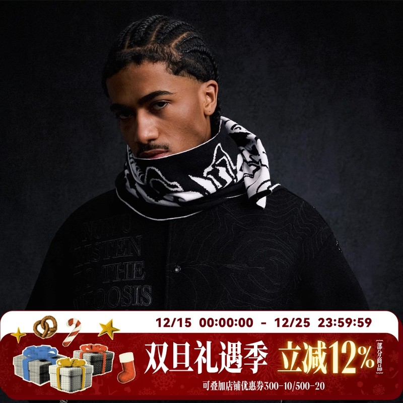 WHOOSIS RADIO 围巾双面提花秋冬保暖简约百搭礼物情侣男女校园潮