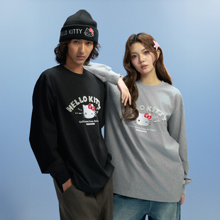 HELLO T恤秋季 KITTY官方联名 表情刺绣长袖 打底男女潮 WHOOSIS