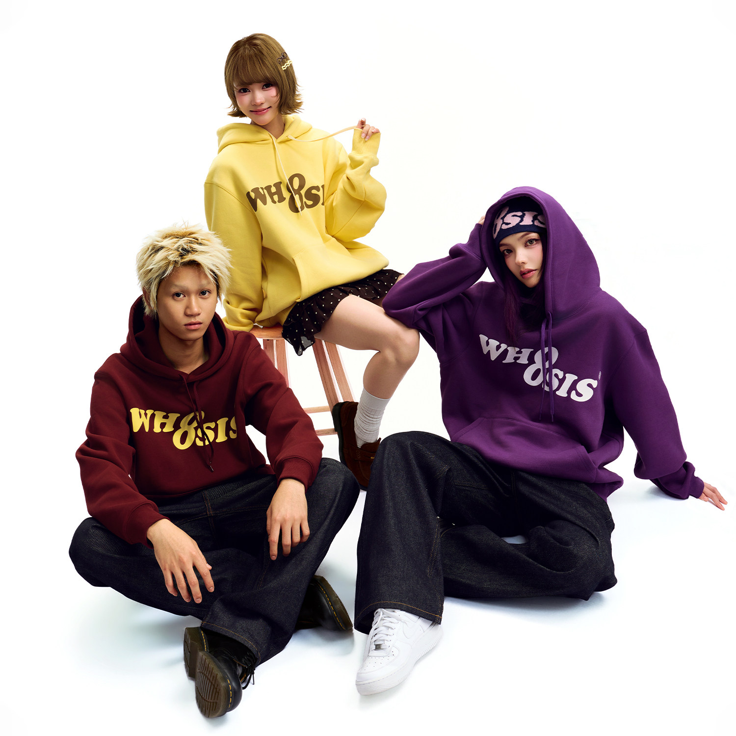 WHOOSIS（不知其名）幻影logo套头帽衫上衣秋冬宽松简约男女校园