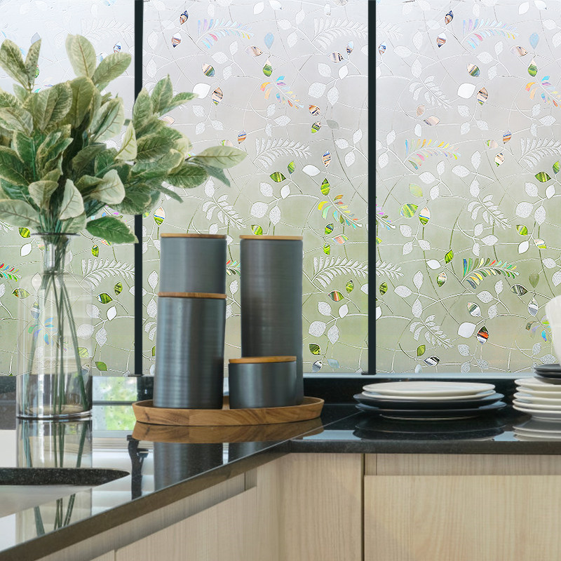 田园遮光无胶静电防霉抑菌玻璃膜晶雕美饰膜冰晶防晒隔热膜窗帘膜