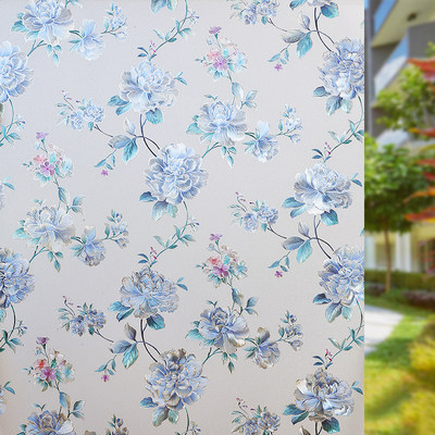 植物花卉浴室贴纸晶彩防晒中式大
