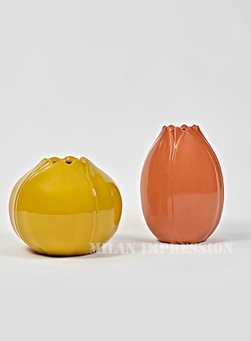 新中式风橙色会所家具展厅小摆件