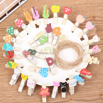 Creative hemp rope DIY color cartoon wooden clip decoration combination photo wall Postcard photo post clip