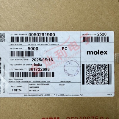 Molex莫仕 50291900 50-29-1900 连接器 端子 全新现货 一个起拍