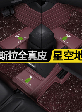 适用于特斯拉新款modely丫毛豆model3modelX S全包围汽车真皮脚垫